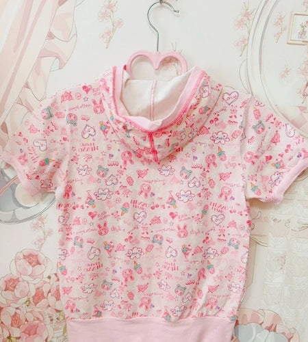 Japanese Kawaii Cartoon Printing Coat 2025 Women Caual Loose Cute Hooded Jacket Y2k Aesthetic Girls Sweet Grunge Summer Outwear