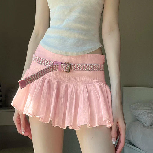 Load image into Gallery viewer, Sweet Cute Low Waist Pink Pleated Skirt Korean Fashion Girls Coquette Clothes Summer Mini Skirt Women Prepy Style New
