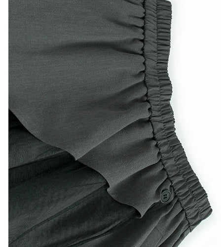 High Elastic Waist Gray Irregular Mesh Spliced Wide Leg Pants New Trousers Women Fashion Tide Spring Autumn 2025 1DJ1324