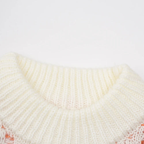 Load image into Gallery viewer, Orange Holes Big Size Knitting Sweater Round Neck Long Sleeve Women Pullovers New Fashion Tide Spring Autumn 2025 CPG2566
