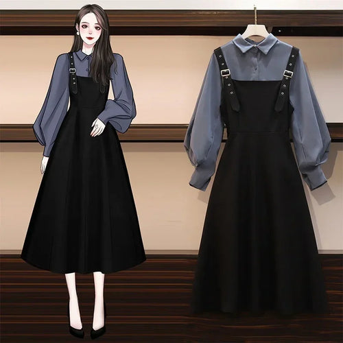 Load image into Gallery viewer, Korean Fashion Tank Wtrap Dress Women Kpop Casual Black Elegant Office Ladies Dresses Spring Chic Robe Clothes
