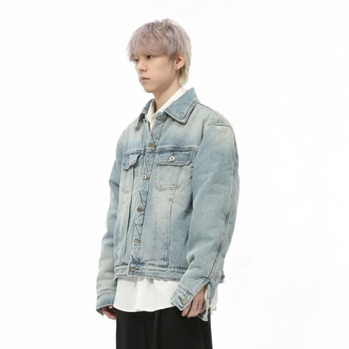 Load image into Gallery viewer, Korean Style Men&#39;s Jackets Patchwork Washing Mill White Lapel Single Breasted Solid Color Casual Quilted Coats 2024 9C9334
