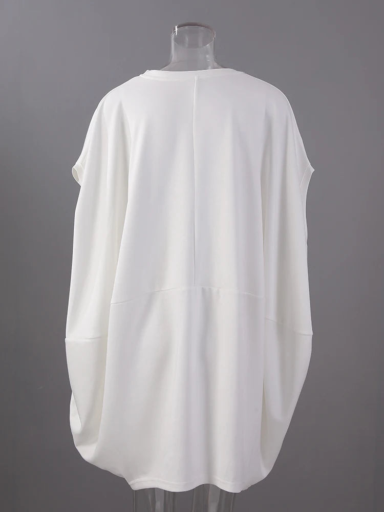 Women Black White Brief Big Size Casual Mini Dress New Round Neck Short Sleeve Fashion Tide Spring Summer 2025 1DH5840