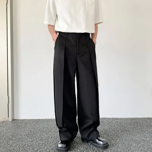 Load image into Gallery viewer, Fashion Trend Wide Leg Pants Men&#39;s Summer Individuality Pleated Looes Solid Color Lovers&#39; Trousers Men 9C5805
