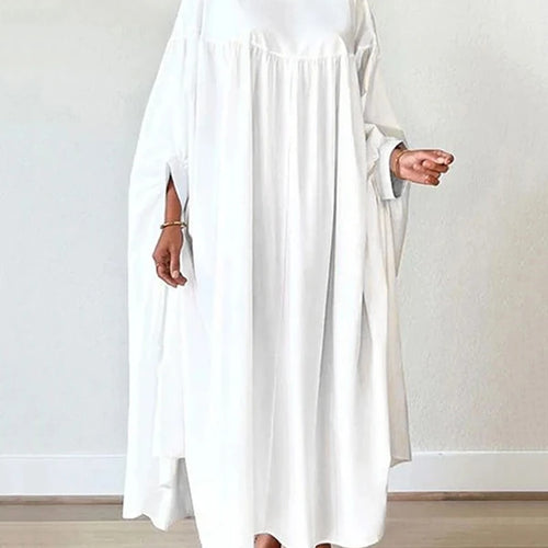 Load image into Gallery viewer, Women’s Oversieze Batwing Sleeves Simple White Maxi Dresses Autumn Spring Casual Round-neck Loose Muslim Woman Dresses
