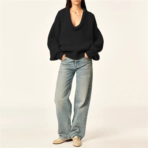 Load image into Gallery viewer, Long Sleeve Loose Knit Sweater Women Winter O Neck Pullovers Casual Warm Knitted Sweaters Tops Femme Knit Pullover Tops
