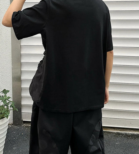 Women Black Dot Jacquard Pleated Big Size T-shirt New Round Neck Short Sleeve Fashion Tide Spring Summer 2025 1DJ1343