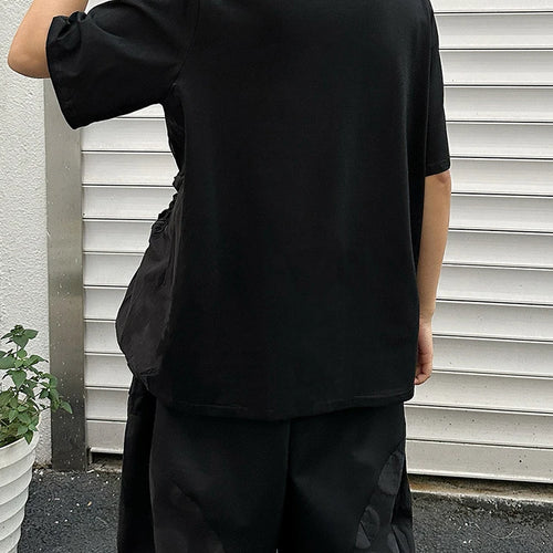 Load image into Gallery viewer, Women Black Dot Jacquard Pleated Big Size T-shirt New Round Neck Short Sleeve Fashion Tide Spring Summer 2025 1DJ1343

