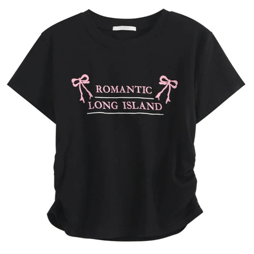 Load image into Gallery viewer, Short Sleeve Y2k Tops Tshirts for Women Embroidery Butterfly O-neck Summer Tees Crop T Shirts Tunic Folds Casual Fashion T-shirt
