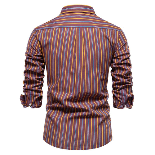 Load image into Gallery viewer, Autumn 100% Cotton Striped Shirt for Men Long Sleeve  Turn-down Collar Social Mens Shirts Classic Business Men Clothing
