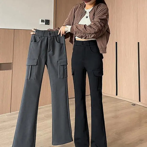 Load image into Gallery viewer, Winter New Women Black Velvet High Waist Pant Grey Office Ladies Korean Fashion Work Trousers Casual New 2024 Simplicity Popular
