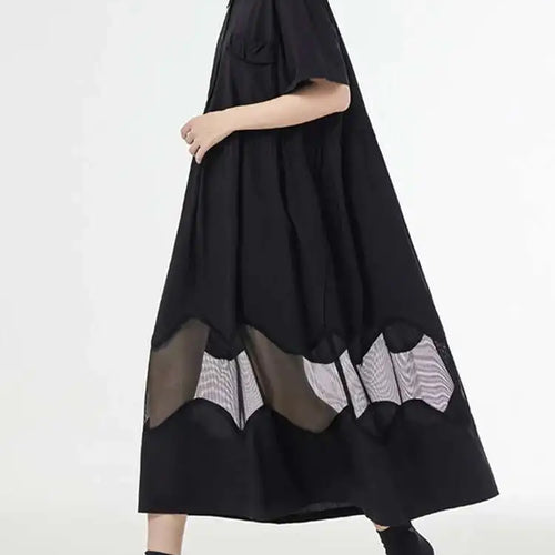 Load image into Gallery viewer, Women Blue Perspective Big Size Shirt Dress New Lapel Short Sleeve Loose Fit Fashion Tide Spring Summer 2025 1DF8791
