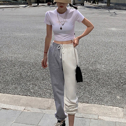 Load image into Gallery viewer, Korean Fashion Summer Harem Pants For Women High Waist Patchwork Colorblock Asymmetrical Trousers Female Clothing
