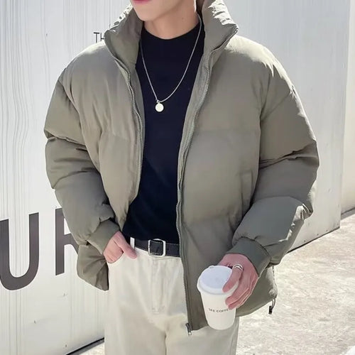 Load image into Gallery viewer, Stand Collar Padded Jacket Men&#39;s Warm Top Casual Thick Zipper Drawstring 2024 Fashion Male Winter Cotton Coat Korean 9C8852

