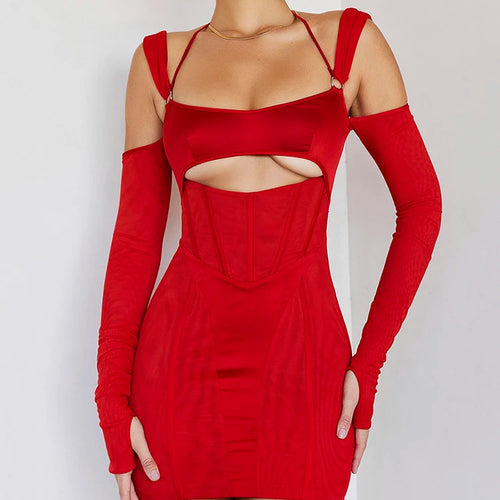 Load image into Gallery viewer, Sexy Bandage Hollow Out Tight Backless Woman Dress Preated Tight Mini Dress Prom Spring Summer Party Feminine Streetwear
