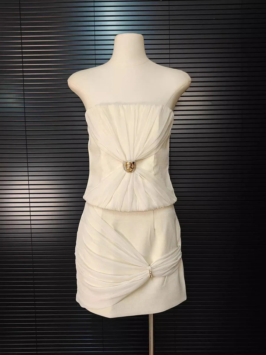 Solid Two Piece Set For Women Slash Neck Vests High Waist Temperament Mini Skirts Elegant Slimming Sets Female New