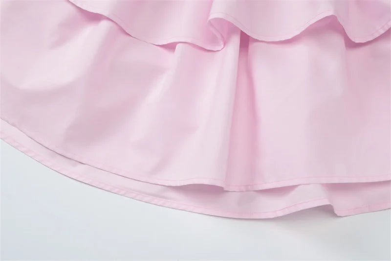 Halter V Neck Ruffle Mini Dress Women Robe Summer New Patchwork Spaghetti Strap Sleeveless High Waist A-line Dress