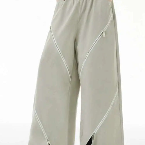 Load image into Gallery viewer, High Elastic Waist Gray Zipper Irregular Wide Leg Pants New Loose Fit Trousers Women Fashion Spring Autumn 2025 1DH3451
