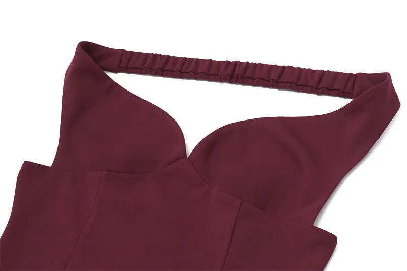 Off-shoulder Backless Sexy Mini Dress For Women Wine Red Sleeveless Strapless High Waist A-line Club Party Sexy Dress