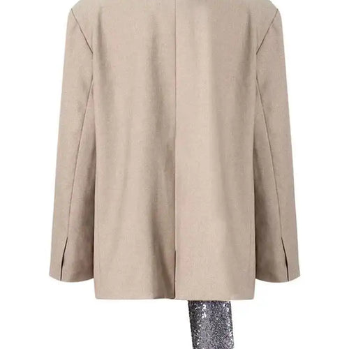 Load image into Gallery viewer, Women Khaki Sequins Spliced Irregular Big Size Blazer New Lapel Long Sleeve Jacket Fashion Tide Spring Autumn 2025 7AB8210
