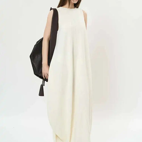 Load image into Gallery viewer, Women Black Brief Irregular Shaped Pocket Long Elegant Dress New V-Neck Sleeveless Fashion Tide Spring Autumn 2025 1DH9419
