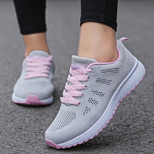 Load image into Gallery viewer, Women Casual Shoes Fashion Breathable Walking Mesh Flat Shoes Sneakers Women Gym Vulcanized Shoes White Female Footwear
