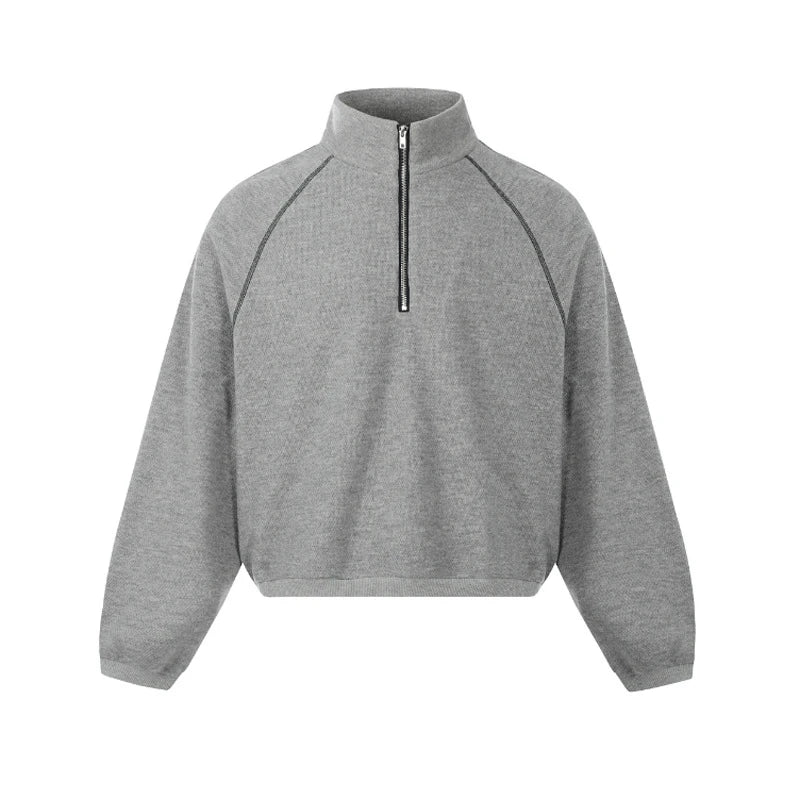 Men's Sweatshirts Korean Style Splicing Patchwork Trendy Multi Zippers Stand Collar Solid Color Male Casual Clothing 9W1825