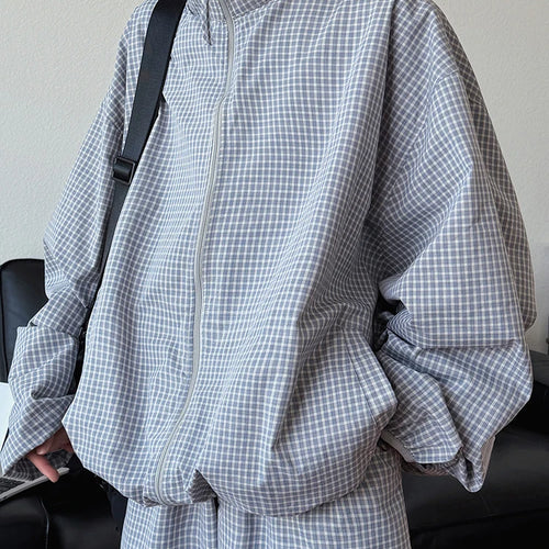 Load image into Gallery viewer, Beige Plaid Pocket Big Size Casual Jacket New Stand Collar Long Sleeve Women Coat Fashion Tide Spring Autumn 2025 1DJ0868
