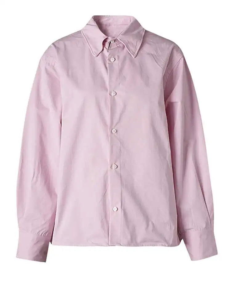 Women Blue Brief Shaped Big Size Casual Blouse New Lapel Long Sleeve Shirt Fashion Tide Spring Autumn 2025 CPG2742