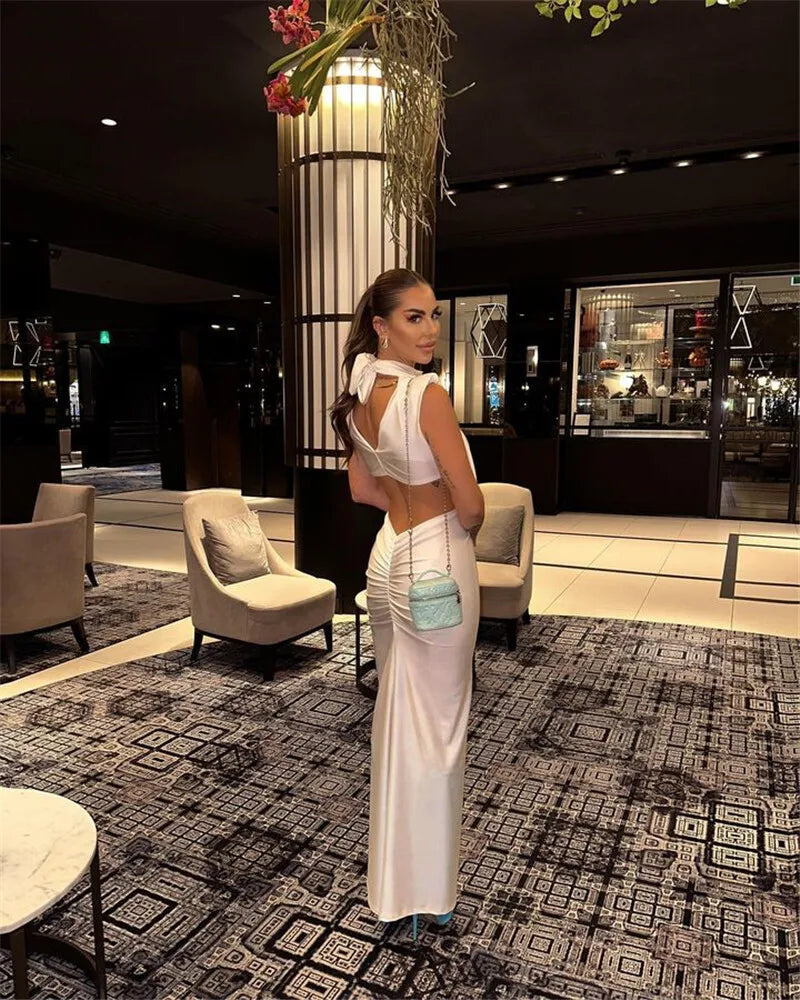 Hollow Out Turtleneck Sexy Maxi Dress For Women Fashion Solid Sleeveless Bodycon Tank Dresses Femme Club Party Dress