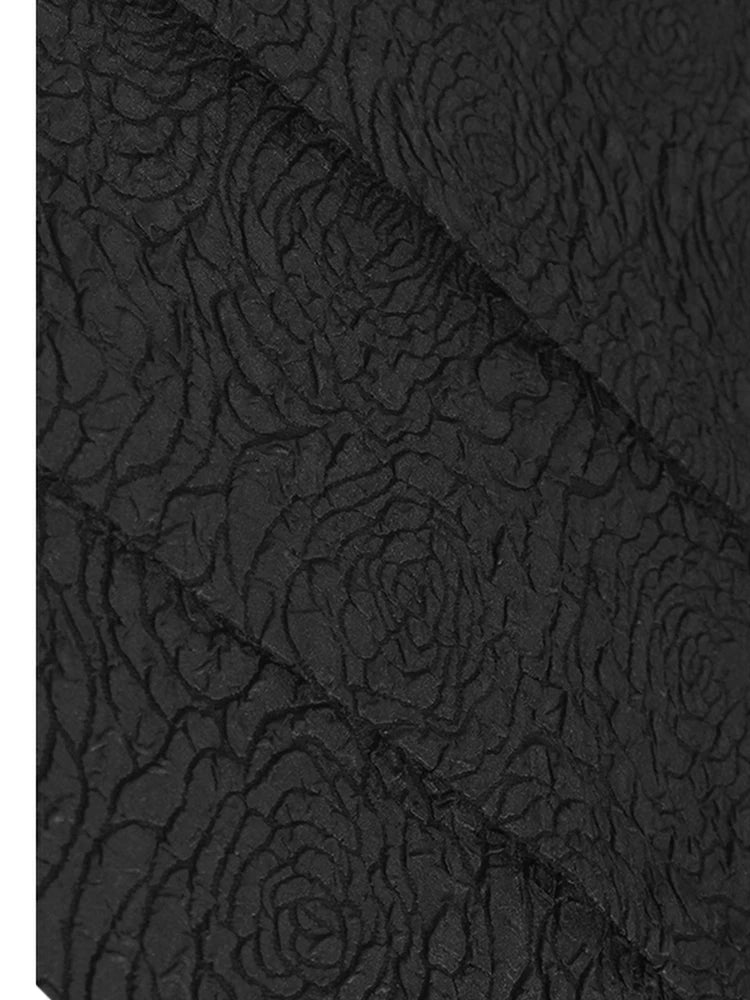 Women Black Three-dimensional Flower Big Size Midi Dress New Round Neck Half Sleeve Fashion Spring Autumn 2025  1DJ1104