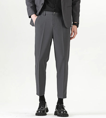 Men's Suit Pants New Summer Korean Style Straight Leg Businnes Stylish Solid Color Simple Male Handsome Trousers 9W2004
