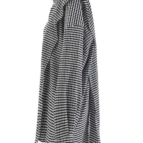 Load image into Gallery viewer, Women Black Plaid Vintage Big Size Irregular Blouse New Lapel Long Sleeve Shirt Fashion Tide Spring Autumn 2025 CPG2243
