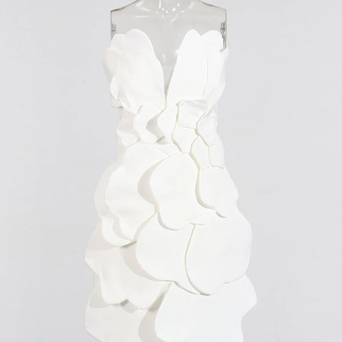 Load image into Gallery viewer, Solid Spliced Appliques Slimming Dresses For Women Strapless Sleeveless High Waist Temperament Dress Female Clothes
