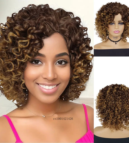 Synthetic Curly Wigs for Women Water Wave Afro Wigs with Side Bangs Natural Hairstyles Daily Hair Replacement Wigs Good Looking