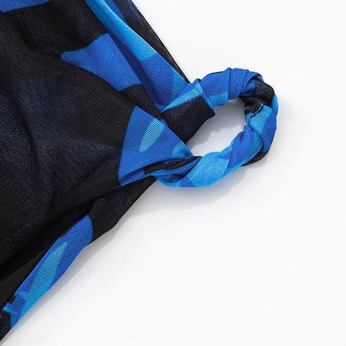 Load image into Gallery viewer, Blue Print Ruffled Sexy Mini Dress For Women Robe Irregular Oblique Shoulder Sleeveless Backless Club Party Dress Beach
