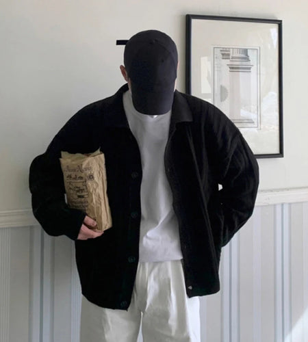 Men Striped Sweater Turn-dowm Collar Cardigan  Autumn Korean Style Loose Men's Knitted Top Single Breasted Simple 9C2379