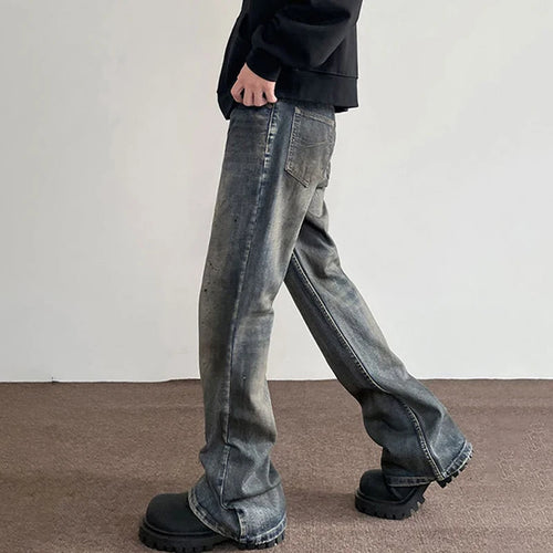 Load image into Gallery viewer, Men's Jeans New American Style High Street Washed Splashed Ink Denim Pants Male Straight Leg Slim Flared Trousers 9W1480
