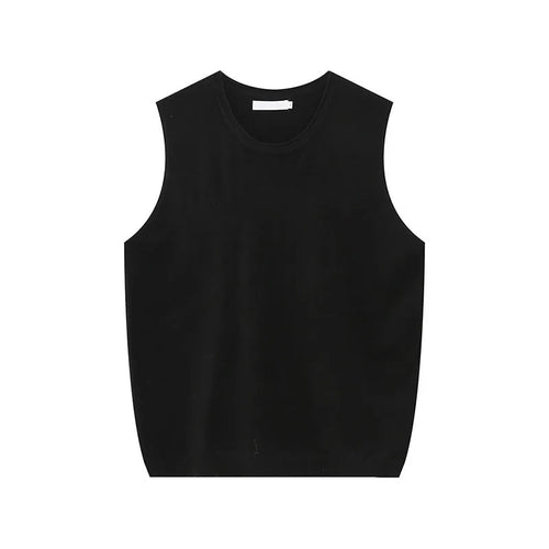 Load image into Gallery viewer, Men&#39;s Vest New Summer Korean Round Neck Design Solid Color Loose Sleeveless T-shirt Knitted Casual Male Top Trend 9W1592
