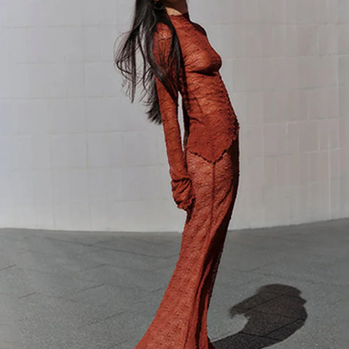 Load image into Gallery viewer, Fashion Lace Long Sleeved Round Neck Top Skirt Two-piece Set For Women 2024 Autumn Winter New Transparent T-shirt Set
