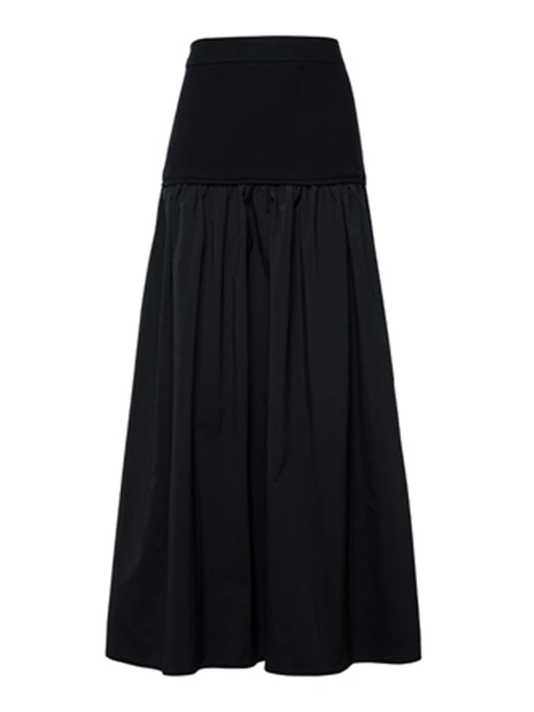 Elegant Solid Minimalist Skirt For Women High Waist A Line Midi Skirts Female Summer Fashion Clothes Style