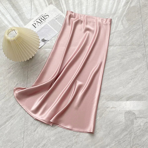 Load image into Gallery viewer, Spring Summer New Solid Elegant Vacation Pleated Skirts Women's French Fashion High Waist Slim A-line Fishtail Long Skirt Ladies
