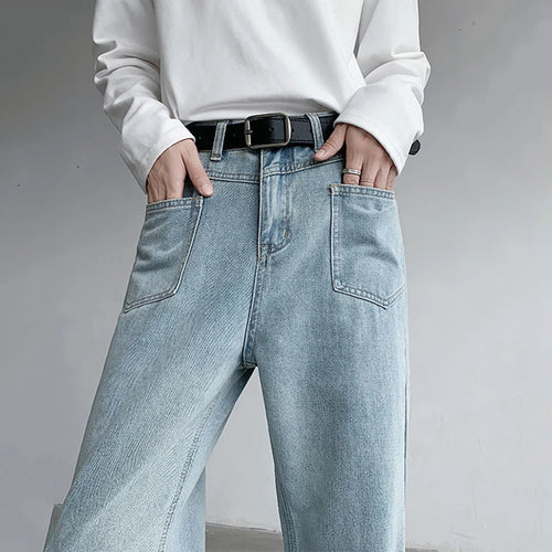 Load image into Gallery viewer, Worn-out Micro Flared Jeans Streetwear Male Loose Straight Denim Pants Wide Leg Simple Korean Casual Bottoms 9C7132
