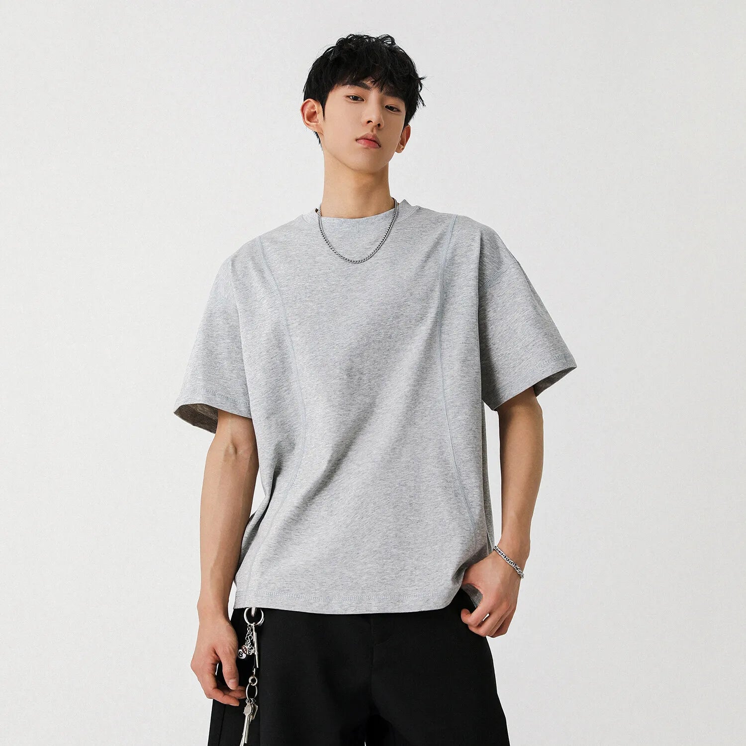 Male T-shirt American Style Short Sleeve Pullover Solid Color O-neck Spring Summer Men's Tees Pullover Top 9W1300