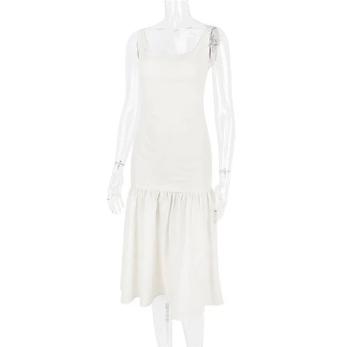 Load image into Gallery viewer, Backless Maxi Fishtail Dress For Women Gown Fashion Square Collar Sleeveless Loose Pleated Long Dress Elegant Dresses
