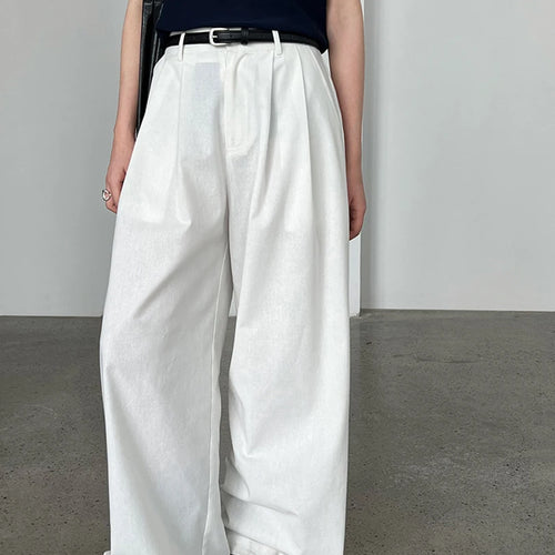 Load image into Gallery viewer, High Elastic Waist White Brief Pleated Long Wide Leg Pants New Trousers Women Fashion Tide Spring Autumn 2025 1DJ1517

