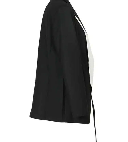 Women Black Ribbon Big Size Color-block Blazer New Lapel Long Sleeve Loose Fit Jacket Fashion Spring Autumn 2025 1DF3066