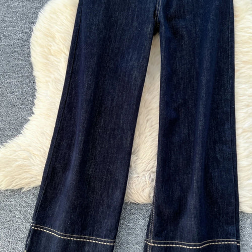 Load image into Gallery viewer, Spring Korean Vintage Blue High Waist Straight Denim Pant Women Wide Leg Jeans Fashion Casual Popular Streetwear Trousers Trendy
