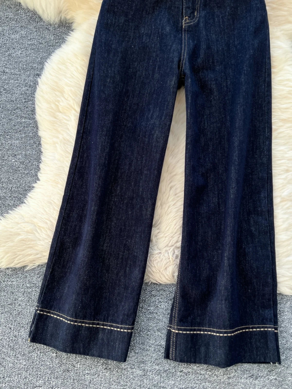 Spring Korean Vintage Blue High Waist Straight Denim Pant Women Wide Leg Jeans Fashion Casual Popular Streetwear Trousers Trendy