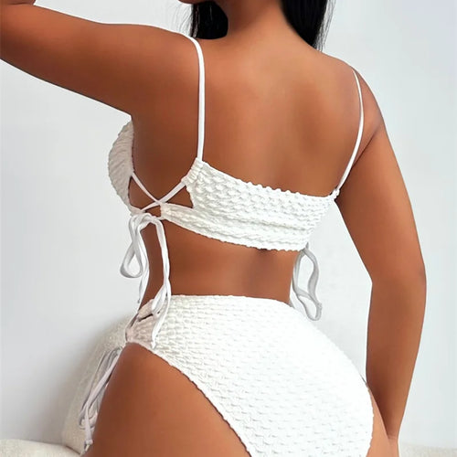 Load image into Gallery viewer, Strappy Bikini Set Lace Up Bandeau Women Swimwear 2024 Sexy Women Swimsuit High Waist Biquini Bandage Bathing Suit
